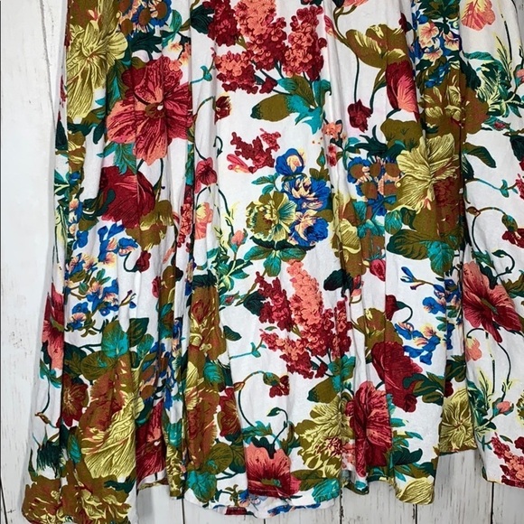 Vintage floral cotton linen A-line button Dress - Picture 6 of 11